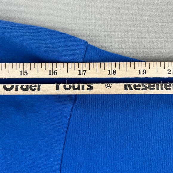 Vintage Blue Selvedge T-Shirt Adult Large Blank Pocket Fruit Of The Loom USA 80s - Picture 11 of 11